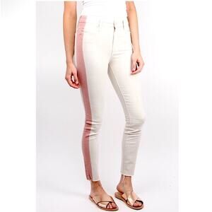 MOTHER | NEW The Looker Ankle Fray So Far Gone Jeans White Painted Stripe 29